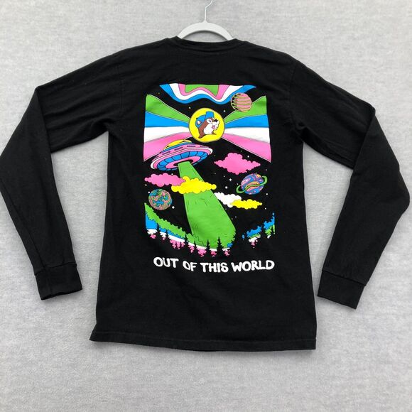 Bucees T Shirt Adult Size Small UFO Out of This World Long SLeeve Black Cotton - Picture 14 of 16